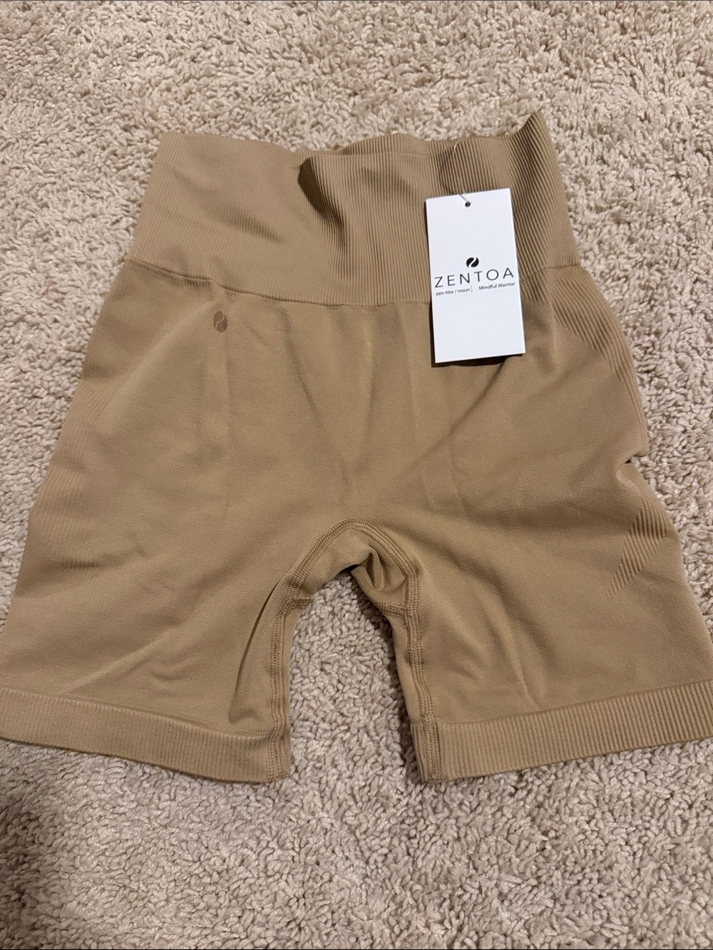 Calvin Klein High-Waist Bike Shorts in Tan